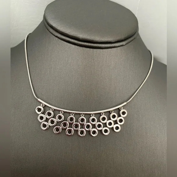 Sterling silver designer bib necklace - Picture 3 of 5